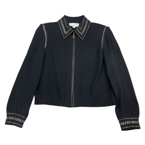 ST. JOHN COLLECTION Santana Sequin Knit Jacket Sz 8 Black - Picture 4 of 8